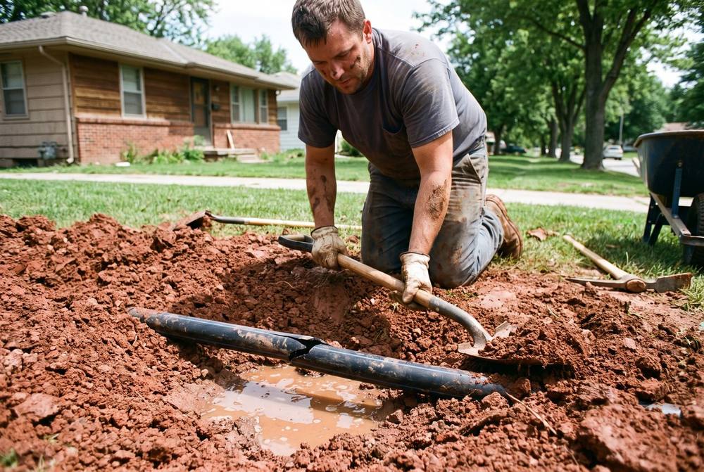 Repairing a broken irrigation line